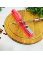Точилка для кухонних ножів ручна механічна пластикова з точильним каменем Червона