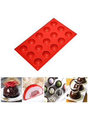 Форма силіконова на планшеті півсфери на 15 шт. для цукерок, шоколаду, міні тортиків, желе 29.3х17.2 см Червона