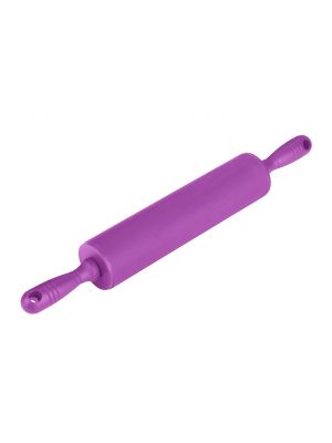 Скалка для теста силиконовая средняя с крутящимся валиком 31 см Фиолетовая
