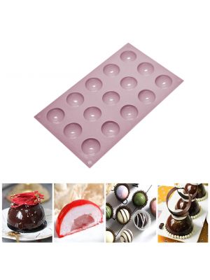 Форма силіконова на планшеті півсфери на 15 шт. для цукерок, шоколаду, міні тортиків, желе 29.3х17.2 см Рожева