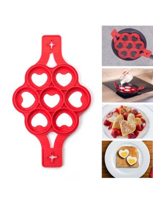 Силиконовая форма для приготовления оладий и яичницы в форме сердца Cake Maker Красная