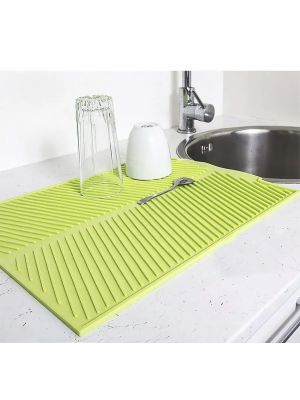 Силиконовый коврик для сушки посуды со сливом подставка-коврик для мокрой посуды 39х25 см