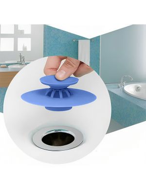 Силіконова пробка для ванни 2 в 1 / заглушка для ванної та раковини / фільтр-пробка для раковини Блакитна