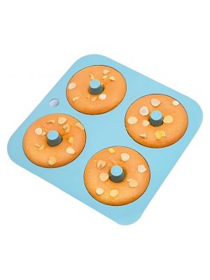 Форма квадратная силиконовая для выпечки пончиков и печенья на 4 ячейки 23.5х23.5х2 см Бирюзовая