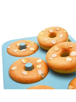 Форма квадратная силиконовая для выпечки пончиков и печенья на 4 ячейки 23.5х23.5х2 см Бирюзовая