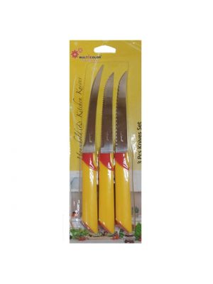 Набор из 3 ножей кухонных с разными типами пилочек (длина 23/22.3/22 см)