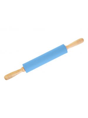 Качалка для тіста силіконова велика з дерев'яними ручками 42.5 см Блакитна