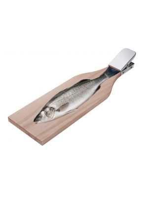 Доска разделочная для чистки рыбы с зажимом из бука 60х14 см Wood&Steel