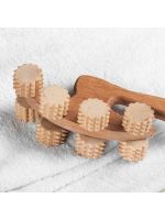 Масажер універсальний антицелюлітний дерев'яний роликовий з ручкою на 8 роликів "Топорик"