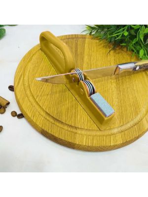 Точилка для кухонних ножів ручна механічна пластикова з точильним каменем Жовта