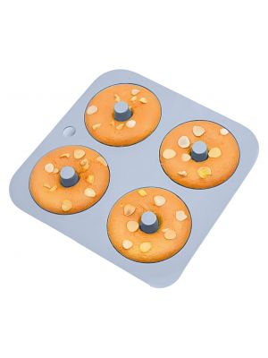 Форма квадратная силиконовая для выпечки пончиков и печенья на 4 ячейки 23.5х23.5х2 см Серая