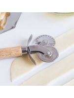 Колесо кулинарное нож для пиццы и теста двойной с деревянной ручкой