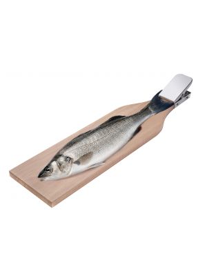 Доска разделочная для чистки рыбы с зажимом из бука 48х14 см Wood&Steel