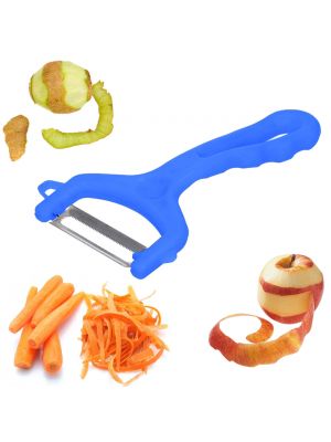 Нож экономка овощечистка зубчатая для тонкой чистки овощей и фруктов с маленькими зубчиками Голубой