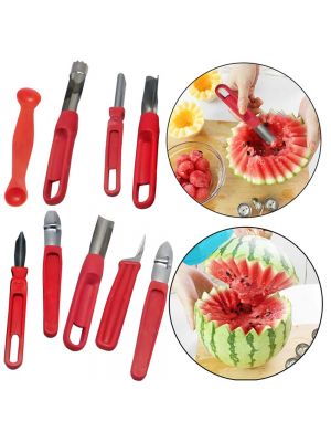 Набір ножів для карвінгу (різьблення по овочах) 8 штук (пластмасова ручка, сталеве лезо) + ложка-нуазетка