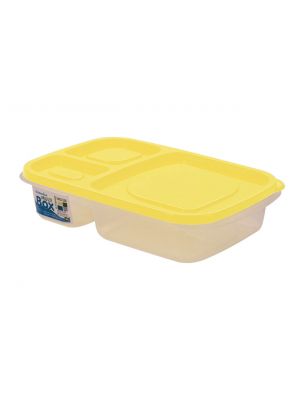 Ланч бокс контейнер харчовий однорівневий на 3 відсіки з кольоровою кришкою 24х15.5х5 см Жовтий