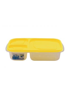 Ланч бокс контейнер харчовий однорівневий на 3 відсіки з кольоровою кришкою 24х15.5х5 см Жовтий