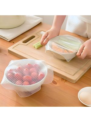 Набір силіконових багаторазових кришок-плівок для зберігання продуктів у холодильнику чохол на тарілку (4 шт.)