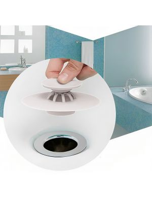Силіконова пробка для ванни 2 в 1 / заглушка для ванної та раковини / фільтр-пробка для раковини Біла