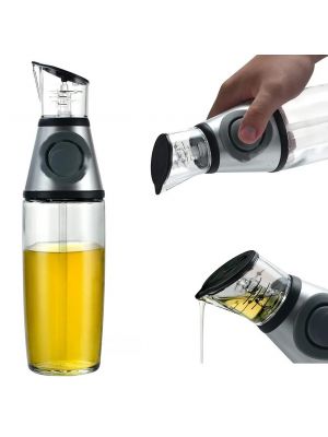 Диспенсер дозатор для олії соусу оцту скляна пляшка з мірною шкалою та насосом 500 мл Press & Measure