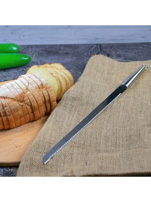 Ніж зубчастий кухонний для нарізки хліба з довгою пилкою з нержавіючої сталі 48 см